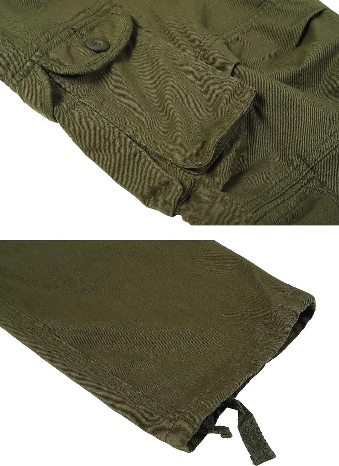 Men's Camo Cargo Pants Cotton Ripstop Outdoor Adventure Wear Casual Hiking Work Pants with Multi Pockets(No Belt)