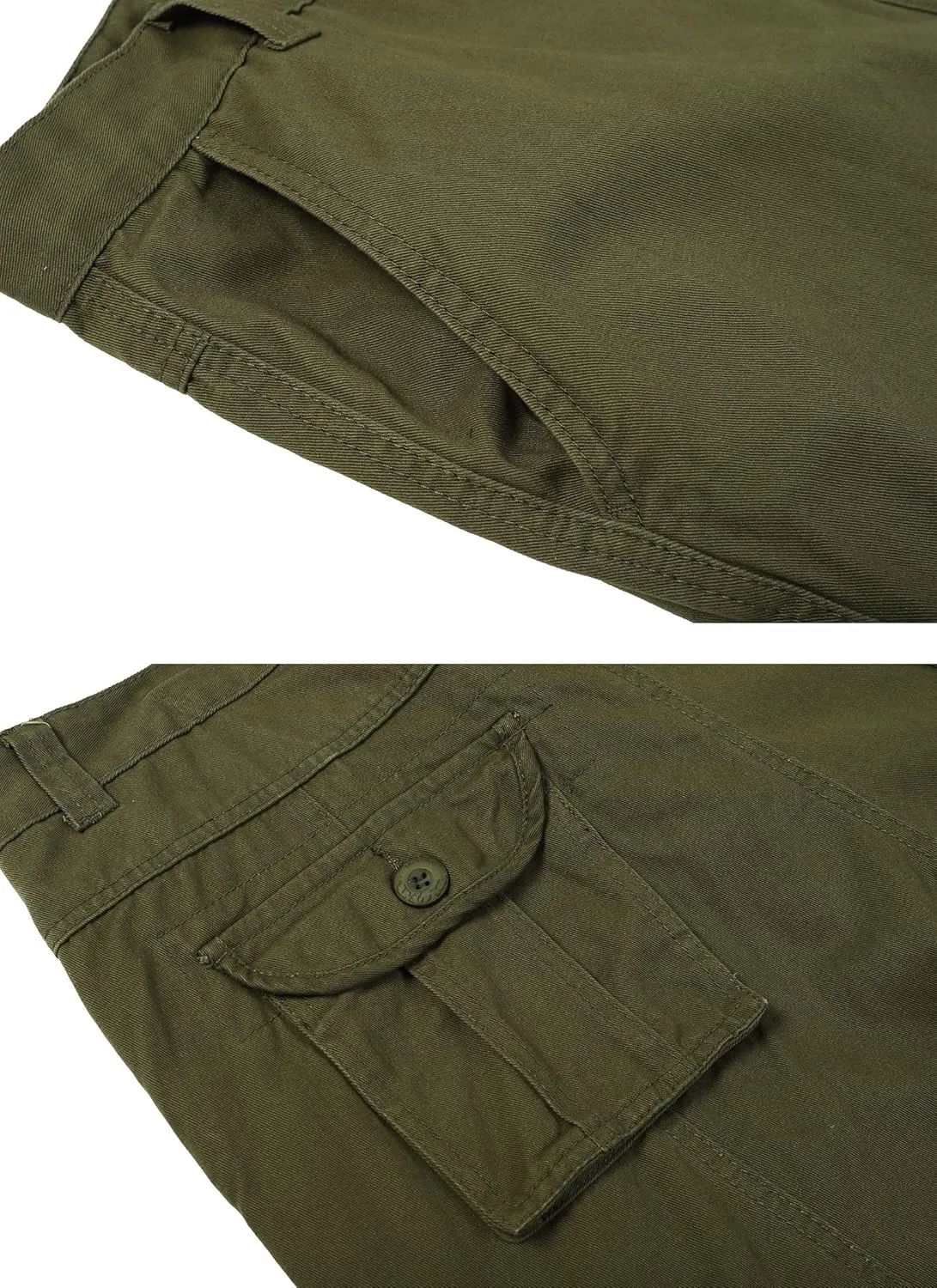 Men's Camo Cargo Pants Cotton Ripstop Outdoor Adventure Wear Casual Hiking Work Pants with Multi Pockets(No Belt)
