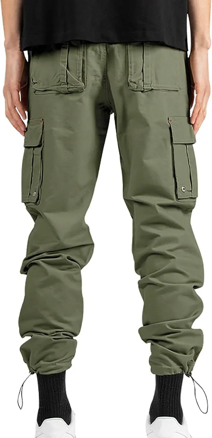 Mens Cargo Pants Multi Pockets Baggy Casual Work Hiking Pant Relaxed Fit Lightweight Durable Outdoor Workout Trousers