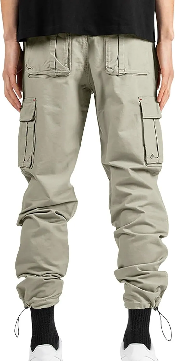 Mens Cargo Pants Multi Pockets Baggy Casual Work Hiking Pant Relaxed Fit Lightweight Durable Outdoor Workout Trousers