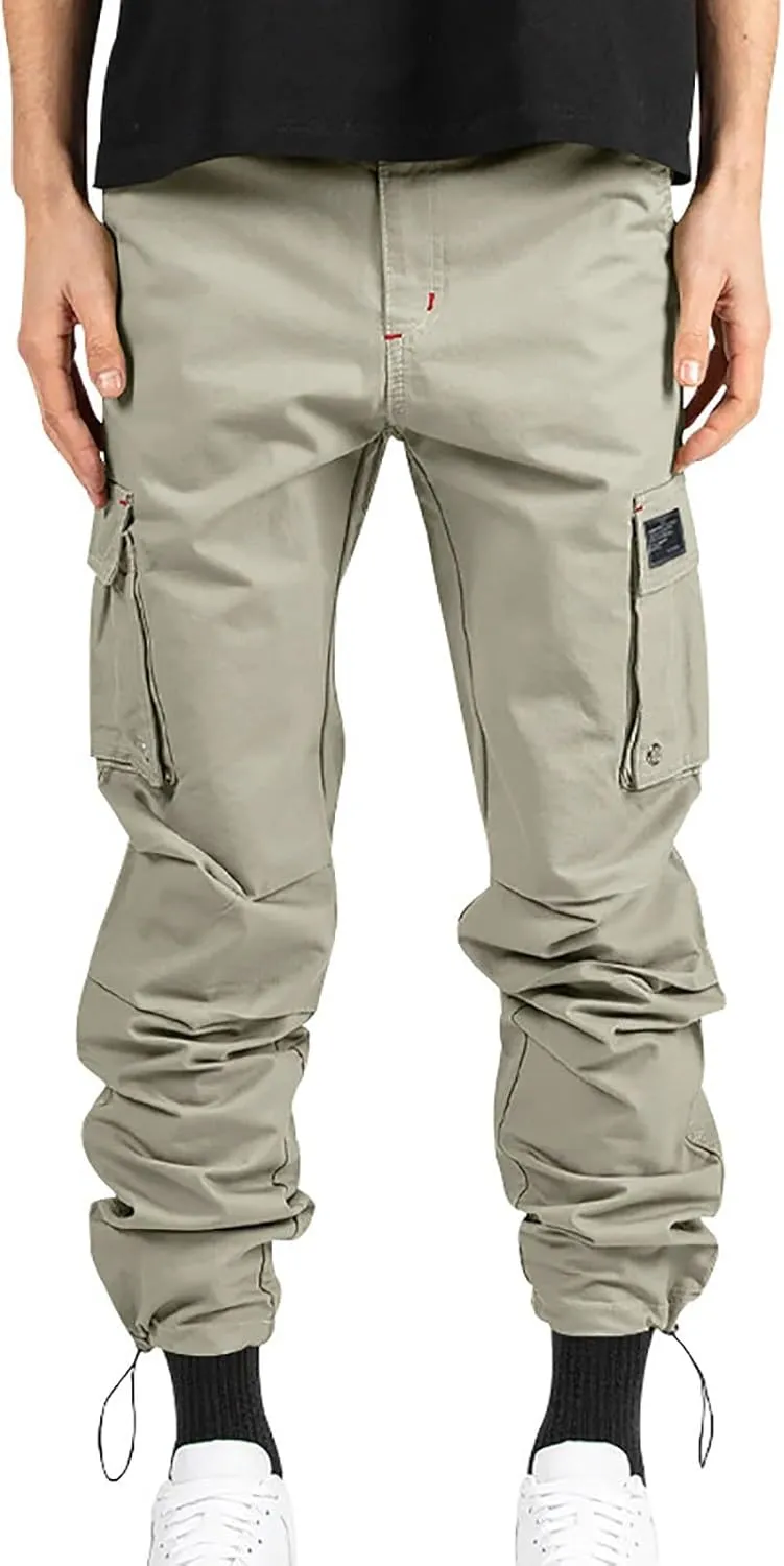Mens Cargo Pants Multi Pockets Baggy Casual Work Hiking Pant Relaxed Fit Lightweight Durable Outdoor Workout Trousers