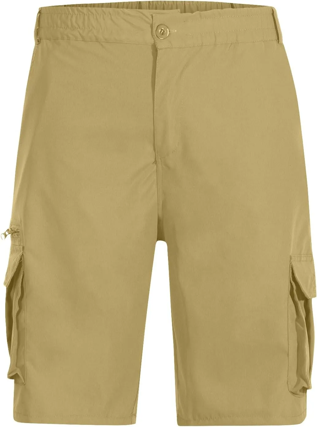 Men's Cargo Shorts 3/4 Relaxed Fit Below Knee Length Shorts 7 Pockets Elastic Waist Cotton Hiking Shorts