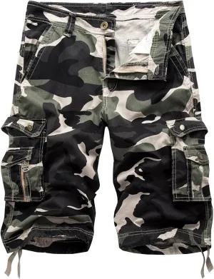 Mens Cargo Shorts Cotton Multi-Pocket Outdoor Camouflage Cargo Shorts