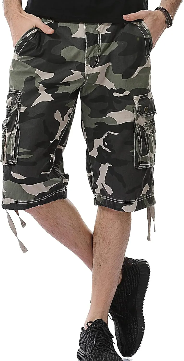 Mens Cargo Shorts Cotton Multi-Pocket Outdoor Camouflage Cargo Shorts