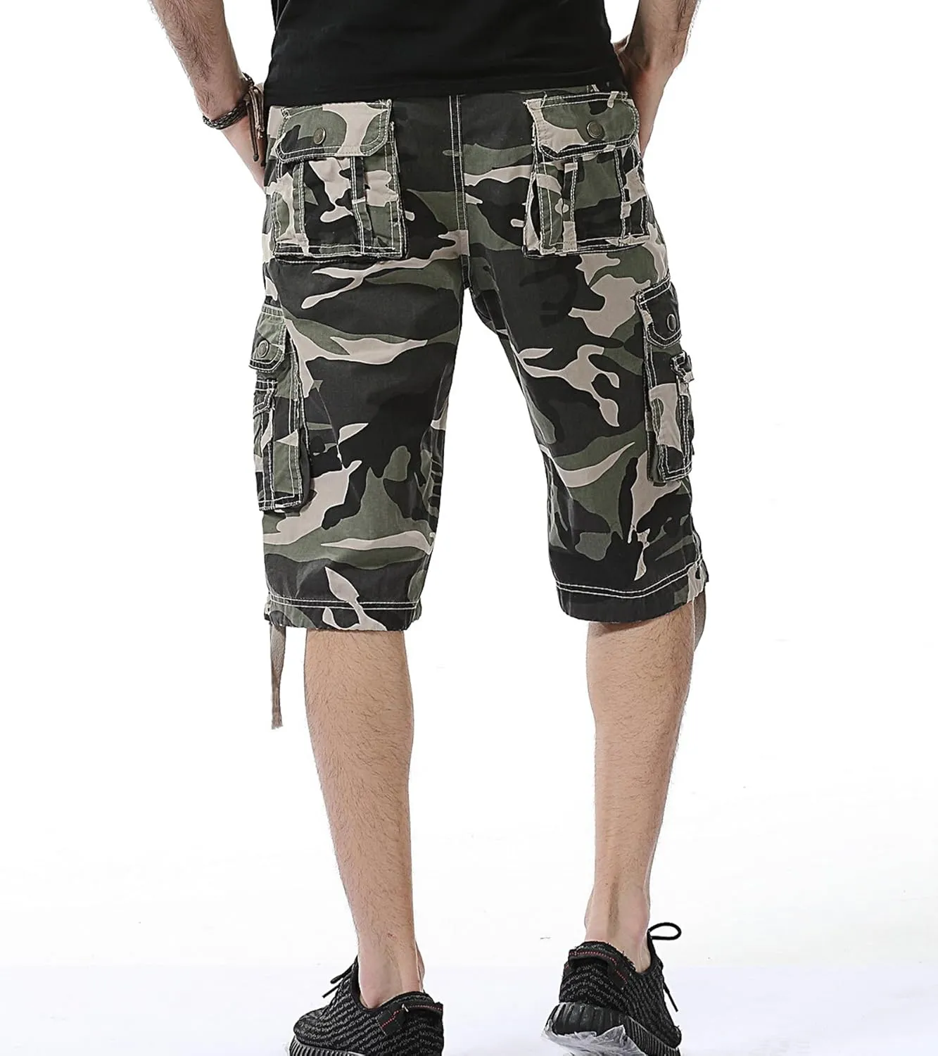 Mens Cargo Shorts Cotton Multi-Pocket Outdoor Camouflage Cargo Shorts