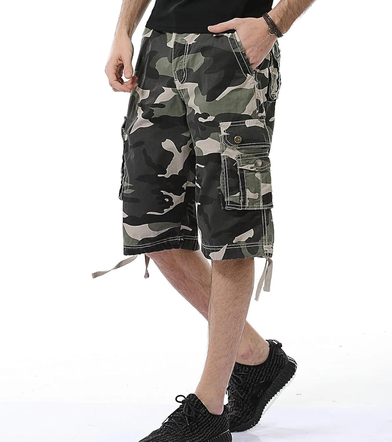 Mens Cargo Shorts Cotton Multi-Pocket Outdoor Camouflage Cargo Shorts