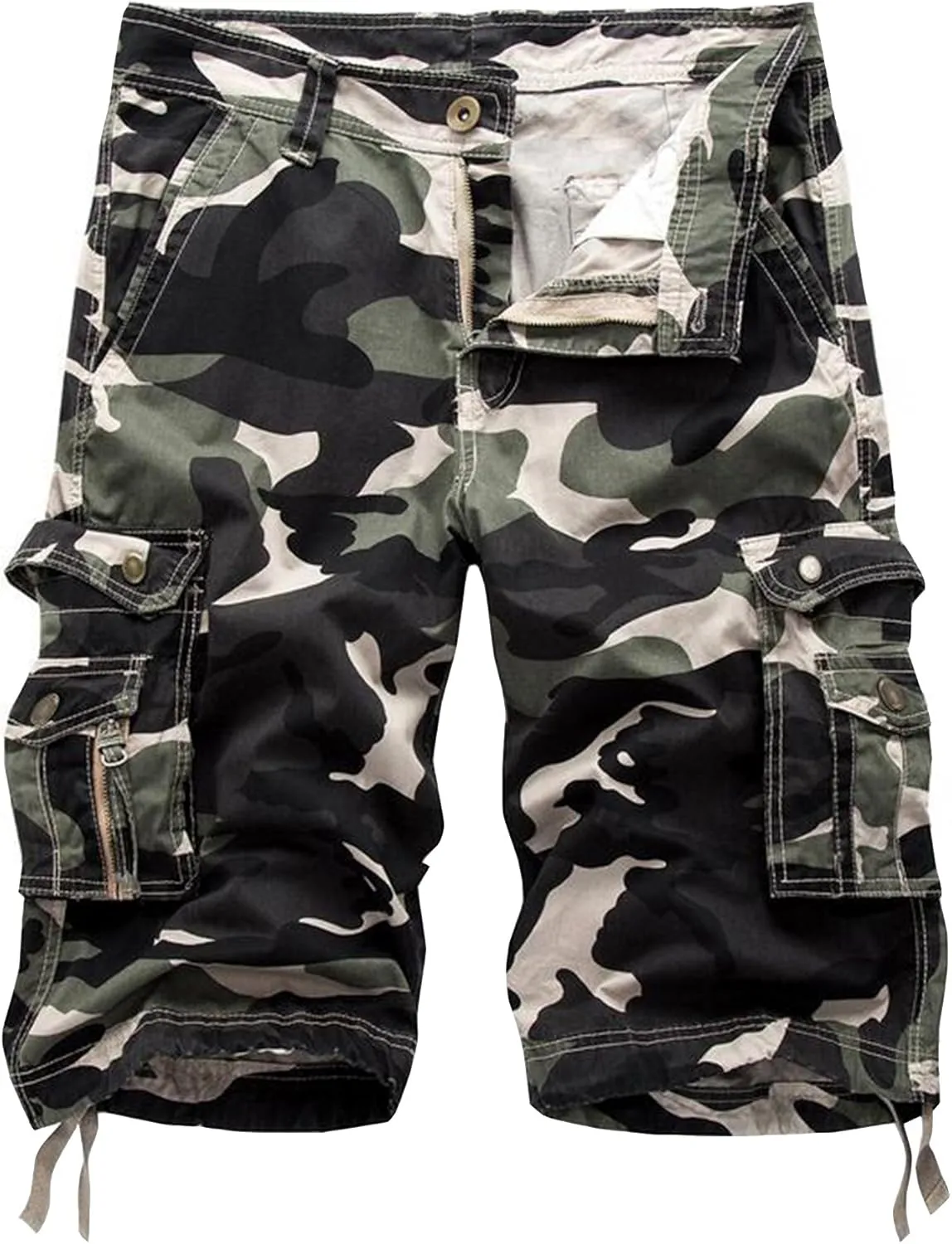 Mens Cargo Shorts Cotton Multi-Pocket Outdoor Camouflage Cargo Shorts