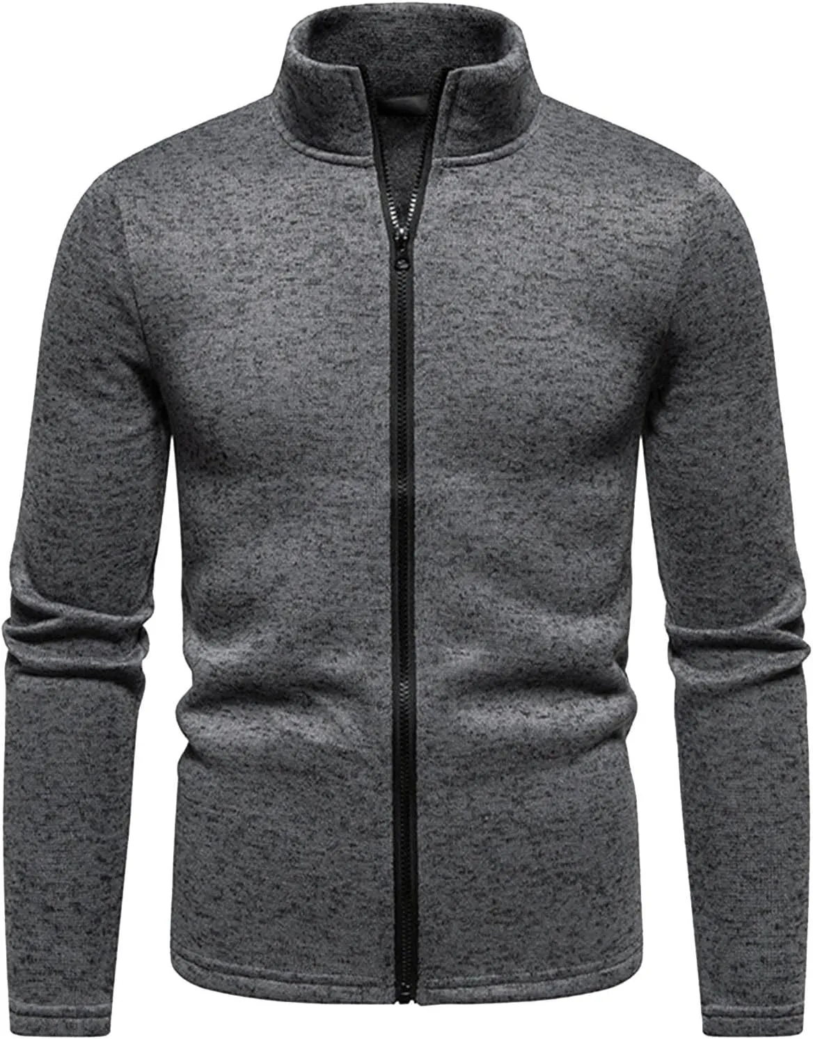 Men's Fleece Full Zip Jacket Lightweight Stand Collar Jackets Soft Warm Windproof Casual Workout Sports Coats