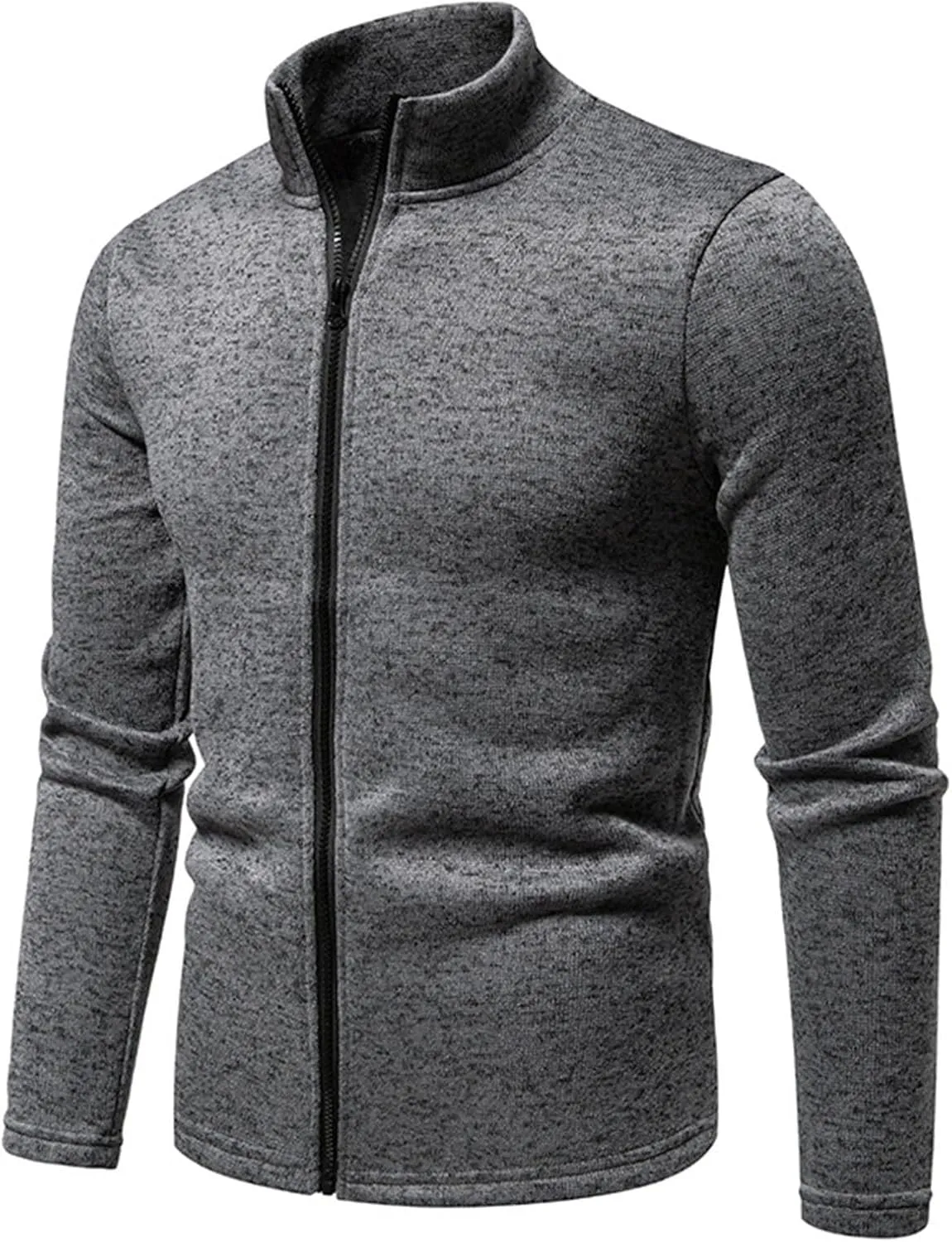 Men's Fleece Full Zip Jacket Lightweight Stand Collar Jackets Soft Warm Windproof Casual Workout Sports Coats