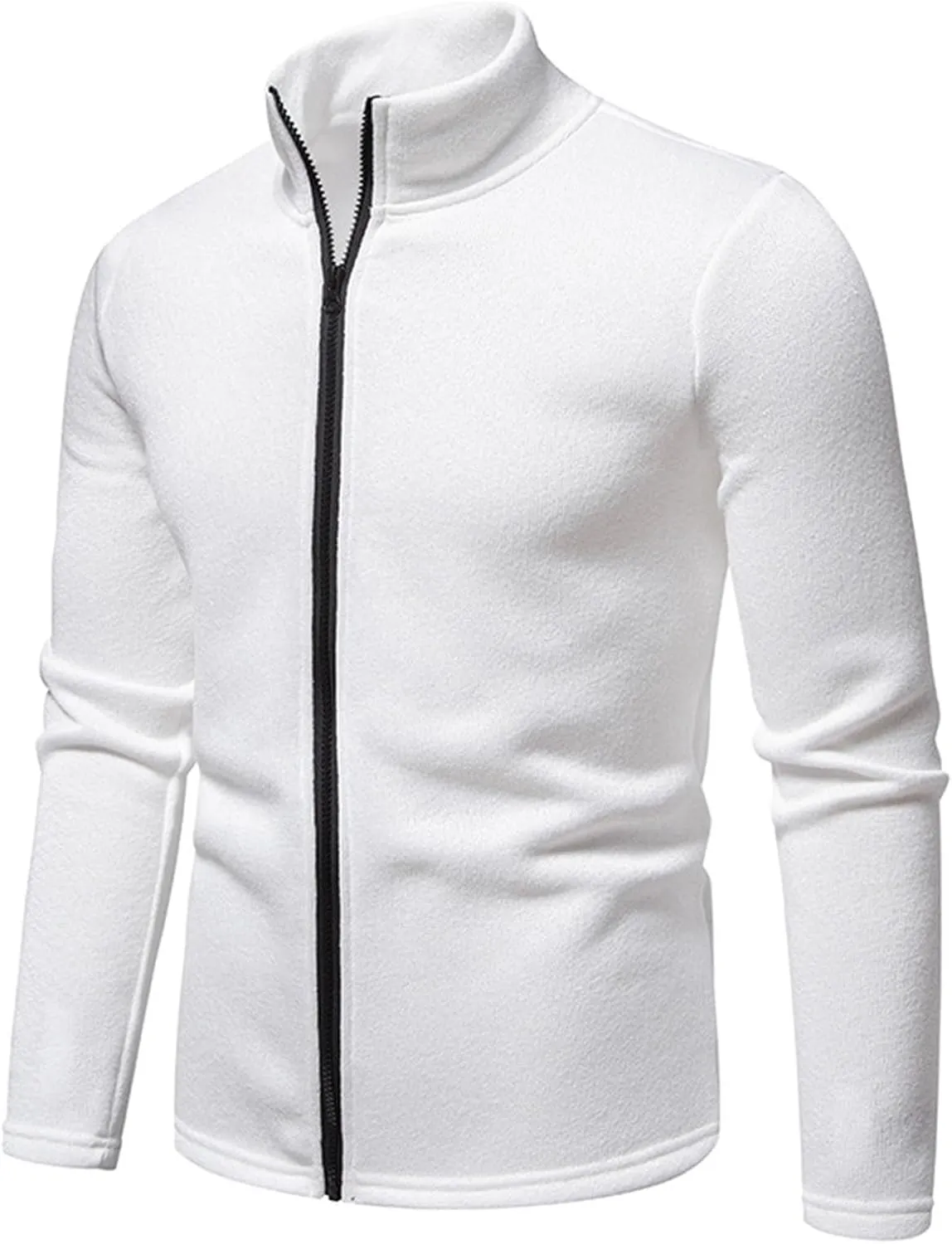 Men's Fleece Full Zip Jacket Lightweight Stand Collar Jackets Soft Warm Windproof Casual Workout Sports Coats