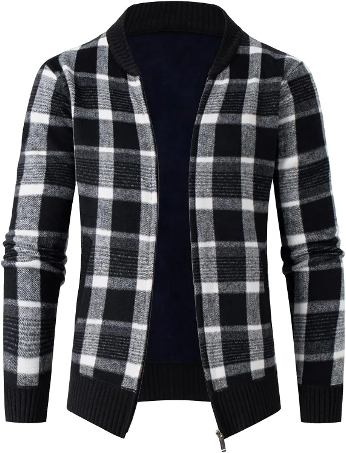 Mens Full Zip Cardigan Sweaters Fashion Fall Winter Sweaters Warm Lapel Hooded Jacket Sweater Coats Jackets
