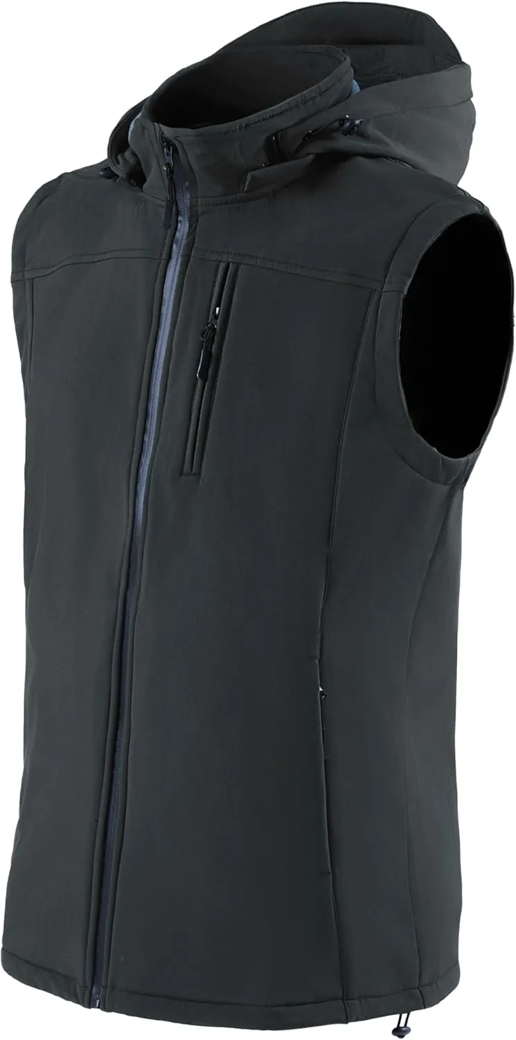 Men's Golf Vest Windproof Softshell Vest Running Outerwear Fleece Lined Sleeveless Jacket for Hiking Travel