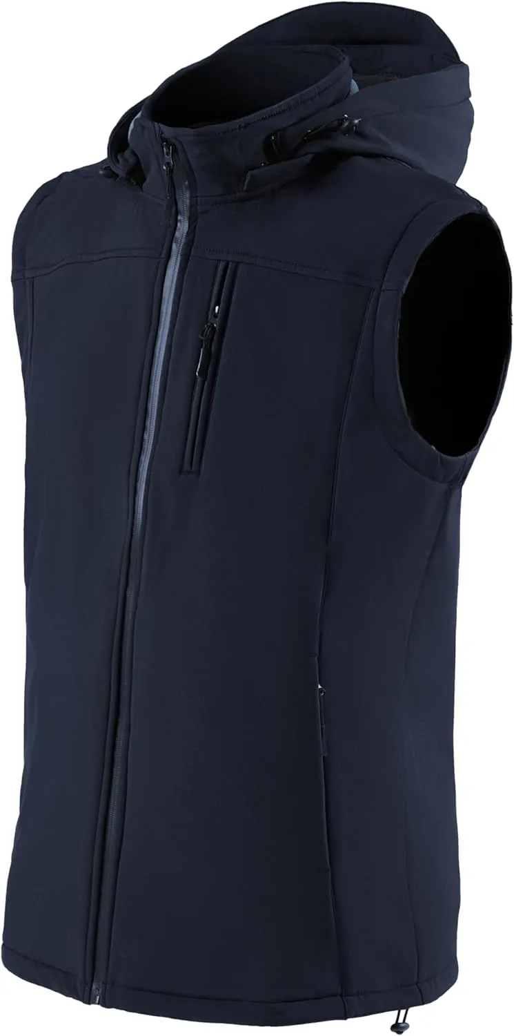 Men's Golf Vest Windproof Softshell Vest Running Outerwear Fleece Lined Sleeveless Jacket for Hiking Travel