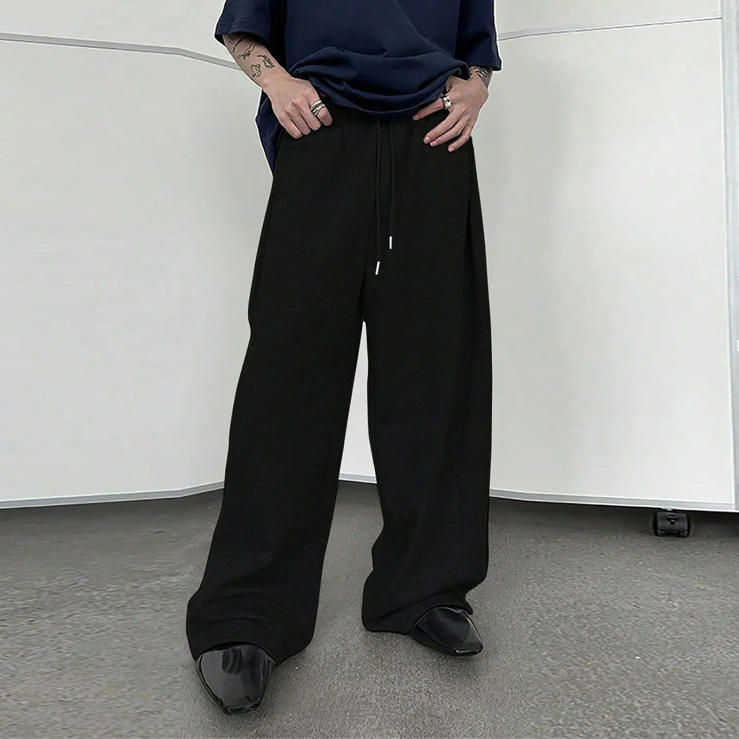 Mens Jogging Casual Baggy Cargo Sweatpants Drawstring Open Bottom Sweat Pants Straight Leg Athletic Sport Jogger