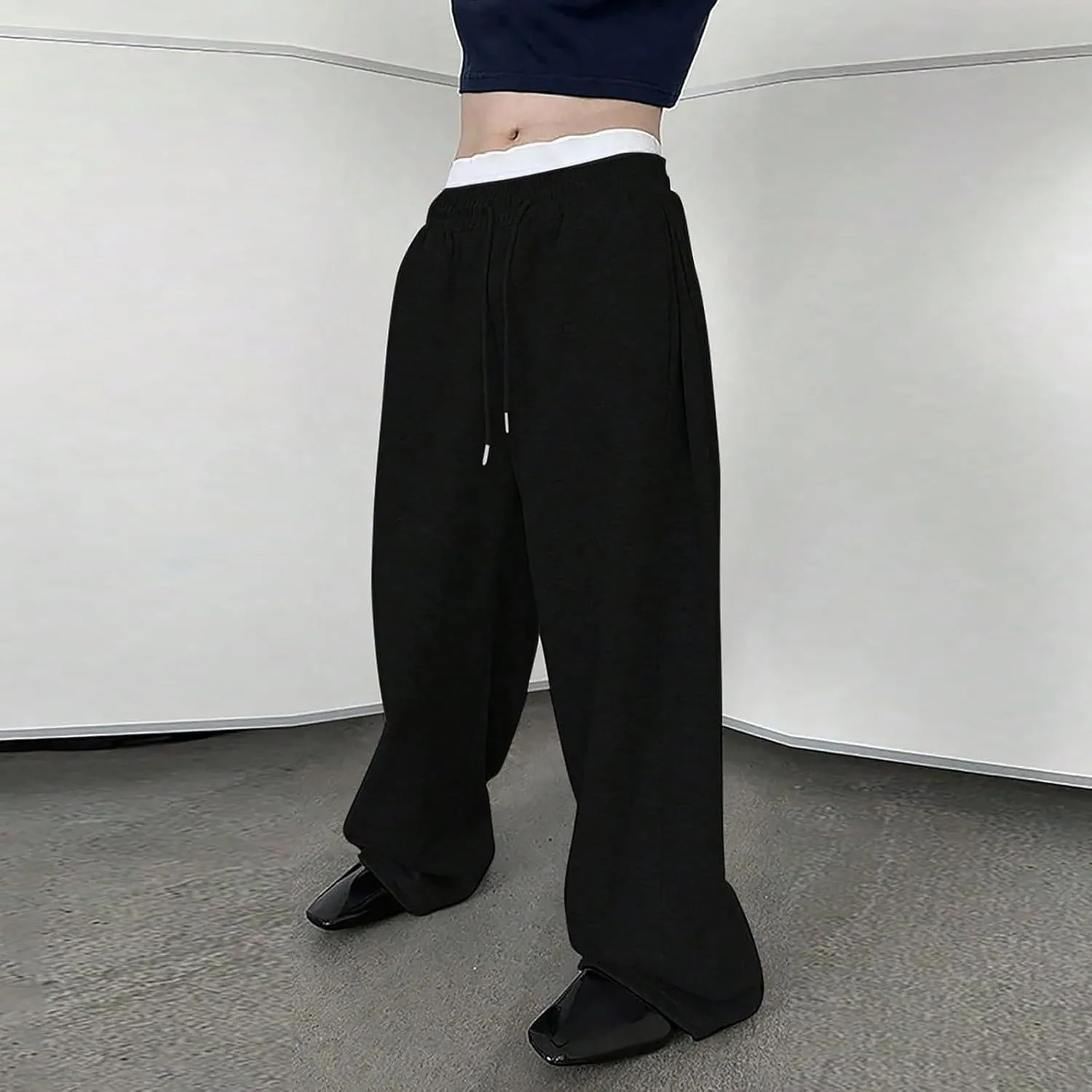Mens Jogging Casual Baggy Cargo Sweatpants Drawstring Open Bottom Sweat Pants Straight Leg Athletic Sport Jogger