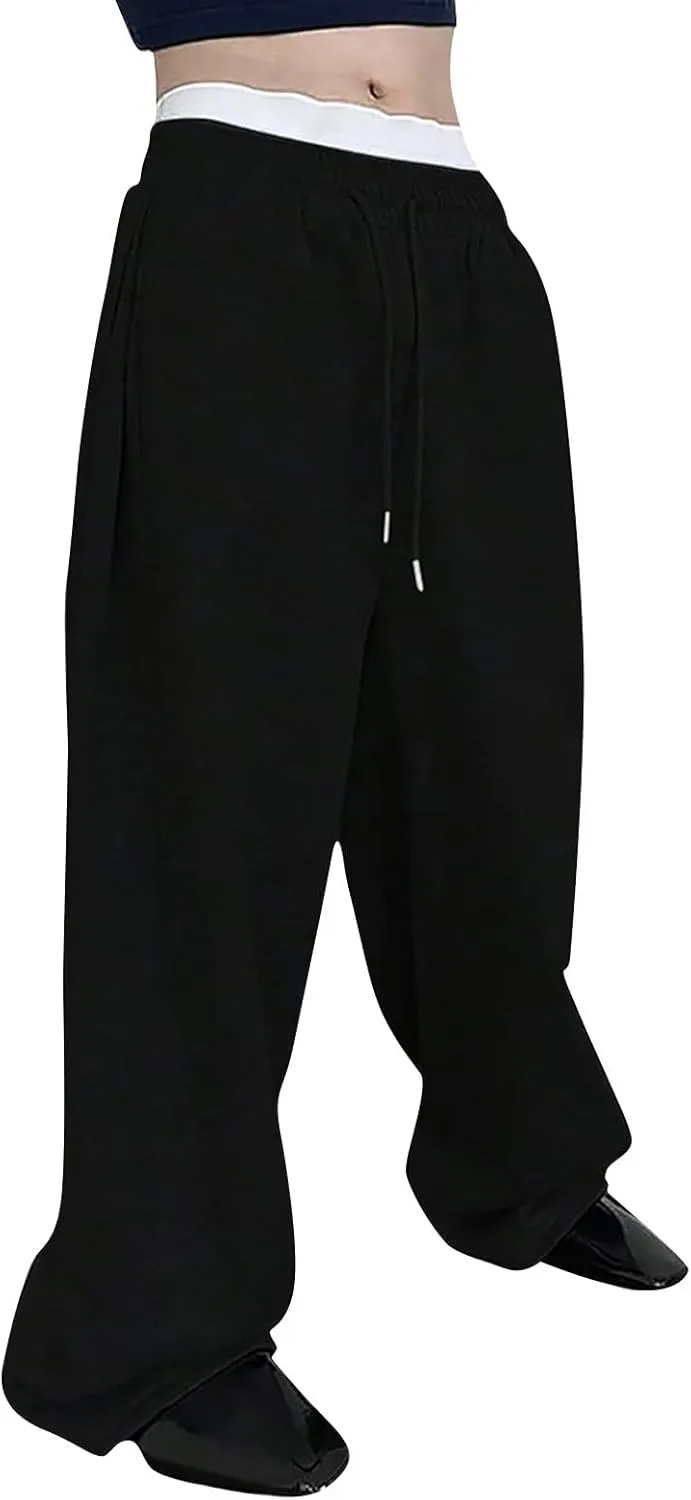 Mens Jogging Casual Baggy Cargo Sweatpants Drawstring Open Bottom Sweat Pants Straight Leg Athletic Sport Jogger