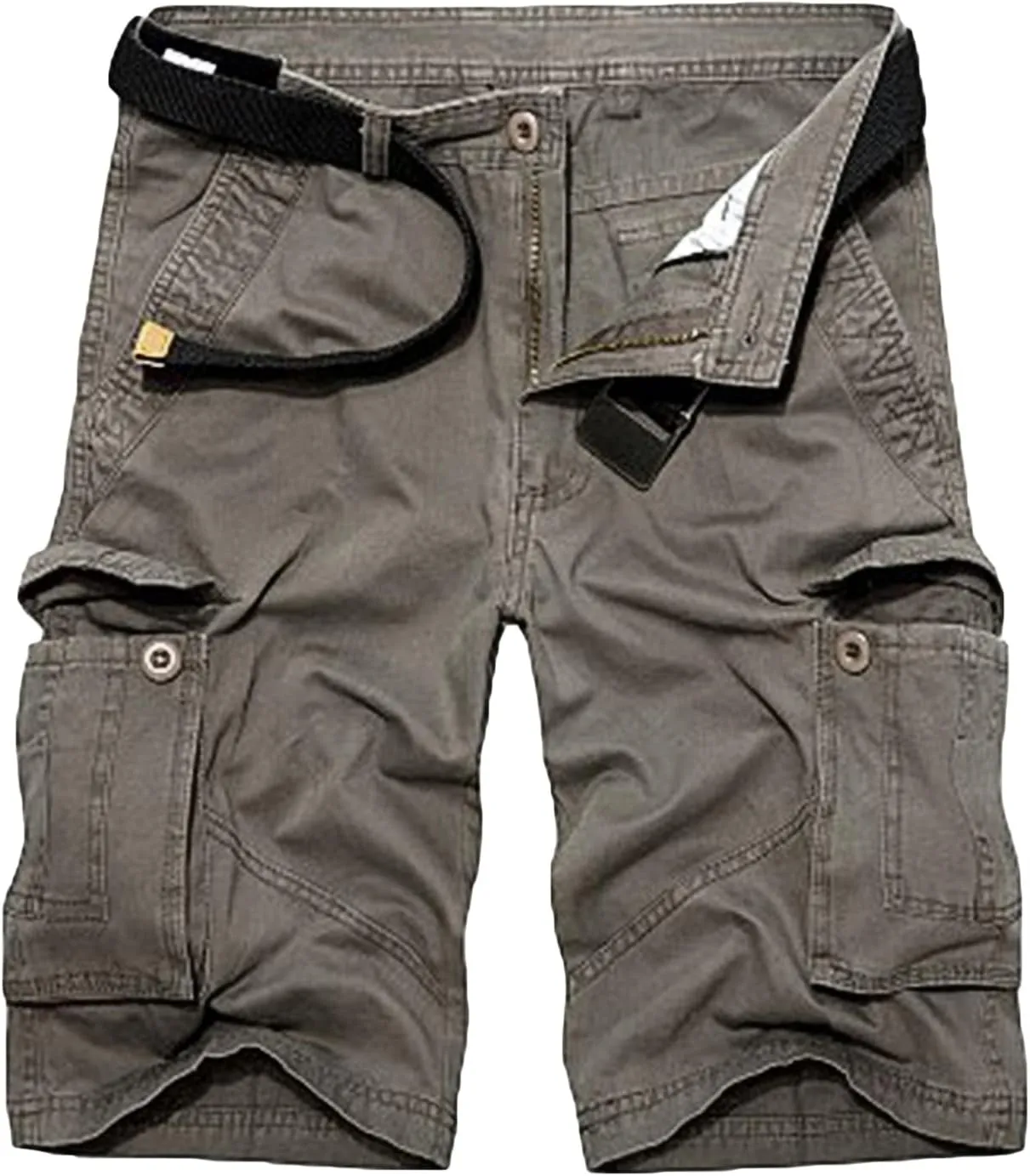 Men's Lightweight Casual Cargo Shorts Twill Zipper Pockets Outdoor Short Pants Cotton Military Army Short No Belt