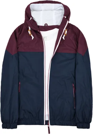 Men's Lightweight Hooded Jackets Zip Vintage Patchcolor Windbreaker Packable Raincoat Outdoor Running Coat for Hiking