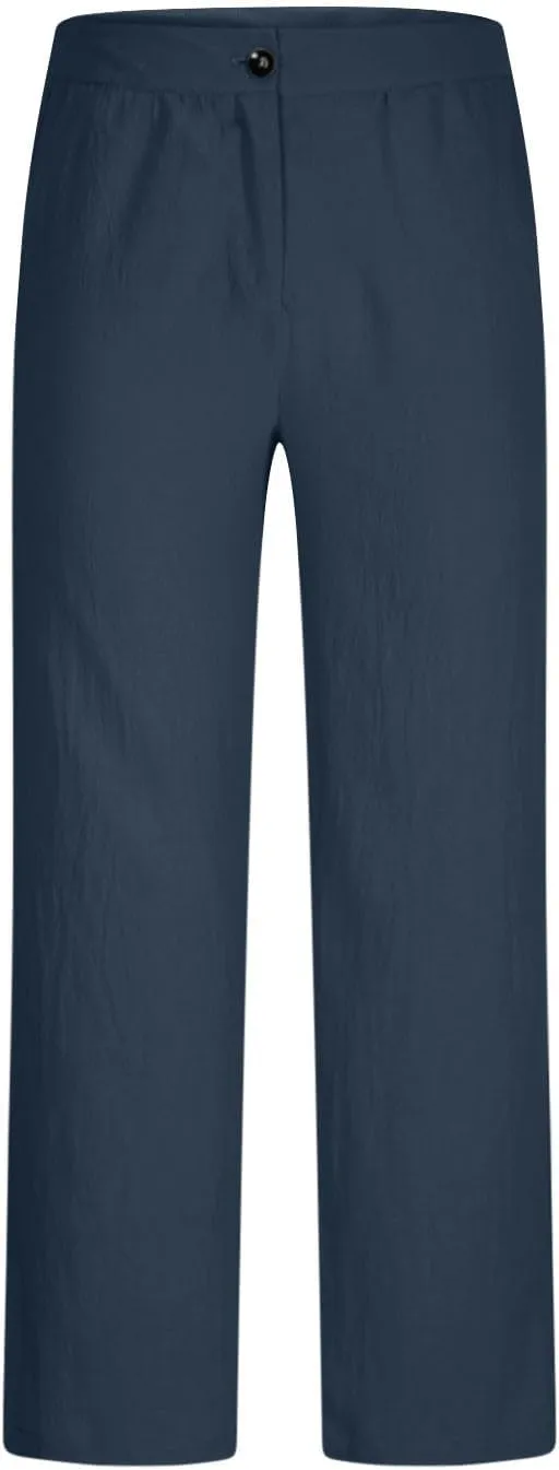 Men's Linen Pants Casual Loose Fit Elastic Waist Drawstring Straight Leg Summer Beach Yoga Long Trousers