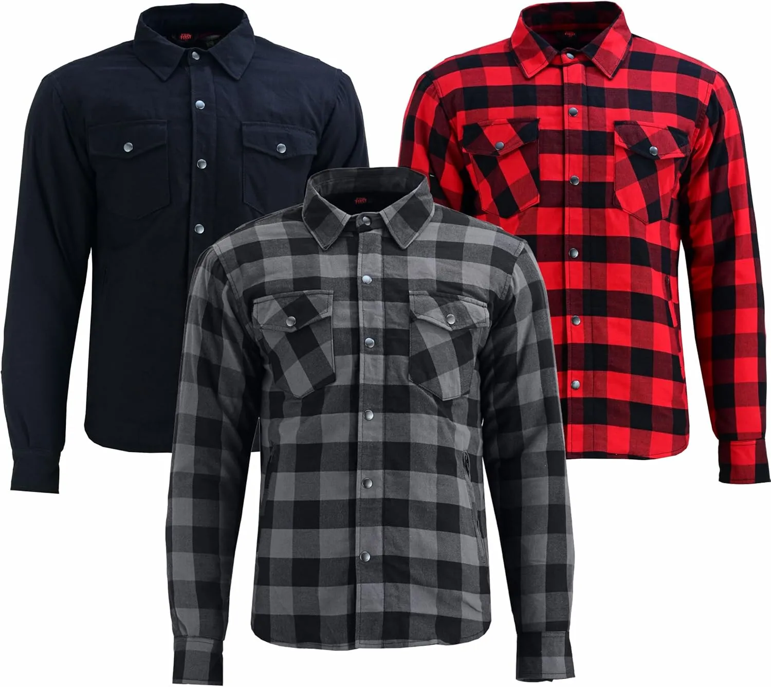 Men's Motorcycle Riding Flannel Shirt, Concealed Carry Jacket,CE Approved with Level 1 Protection Kevlar on Protected Areas