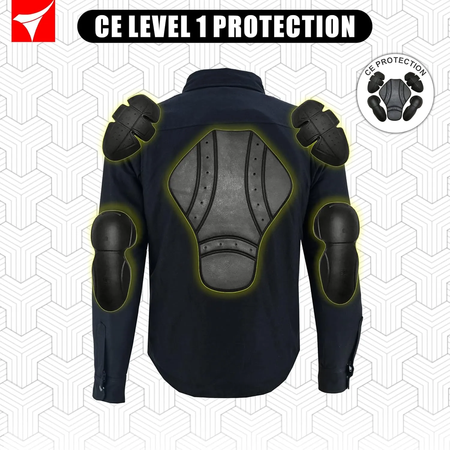 Men's Motorcycle Riding Flannel Shirt, Concealed Carry Jacket,CE Approved with Level 1 Protection Kevlar on Protected Areas