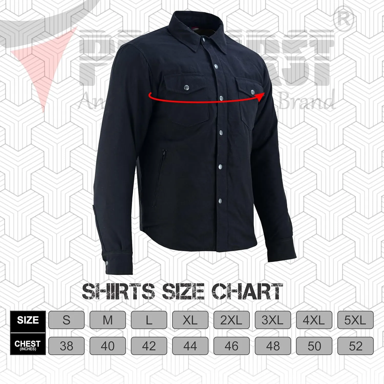 Men's Motorcycle Riding Flannel Shirt, Concealed Carry Jacket,CE Approved with Level 1 Protection Kevlar on Protected Areas