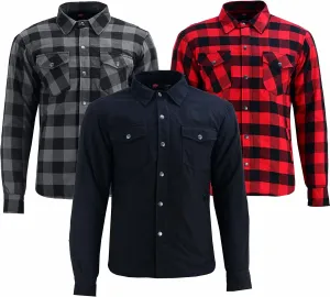 Men's Motorcycle Riding Flannel Shirt, Concealed Carry Jacket,CE Approved with Level 1 Protection Kevlar on Protected Areas