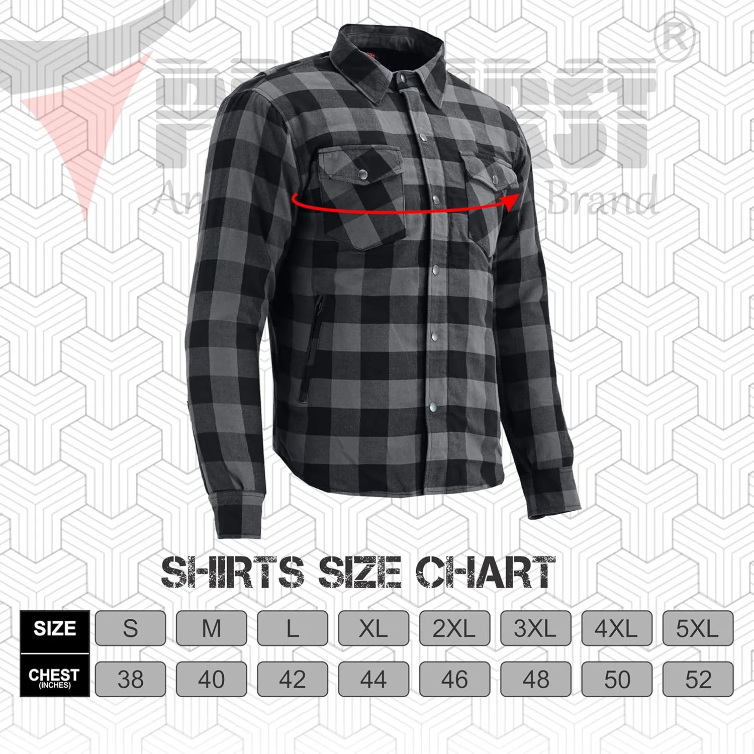 Men's Motorcycle Riding Flannel Shirt, Concealed Carry Jacket,CE Approved with Level 1 Protection Kevlar on Protected Areas