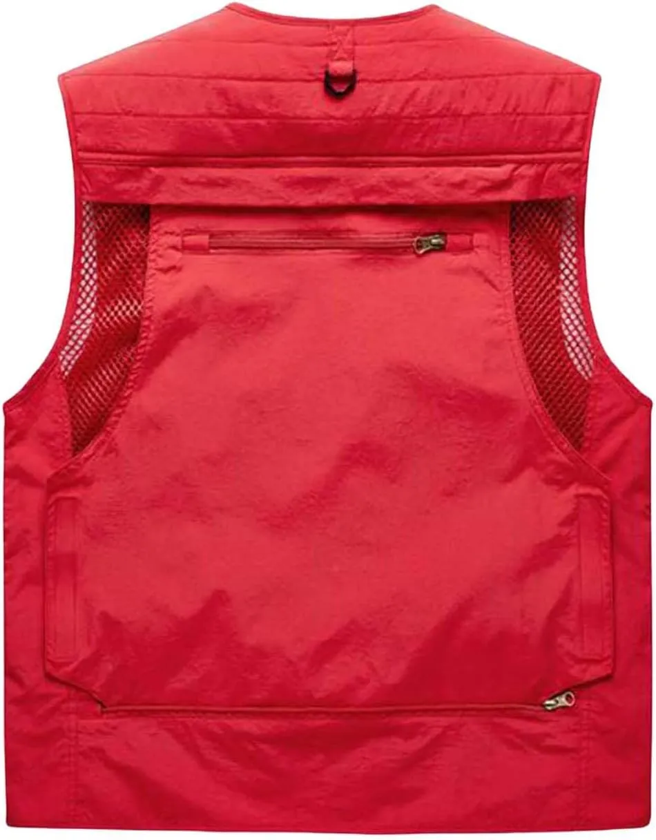 Mens Outdoor Work Safari Fishing Travel Photo Vest with Pockets Unisex Utility Journalist Cargo Vests Hiking Waistcoat