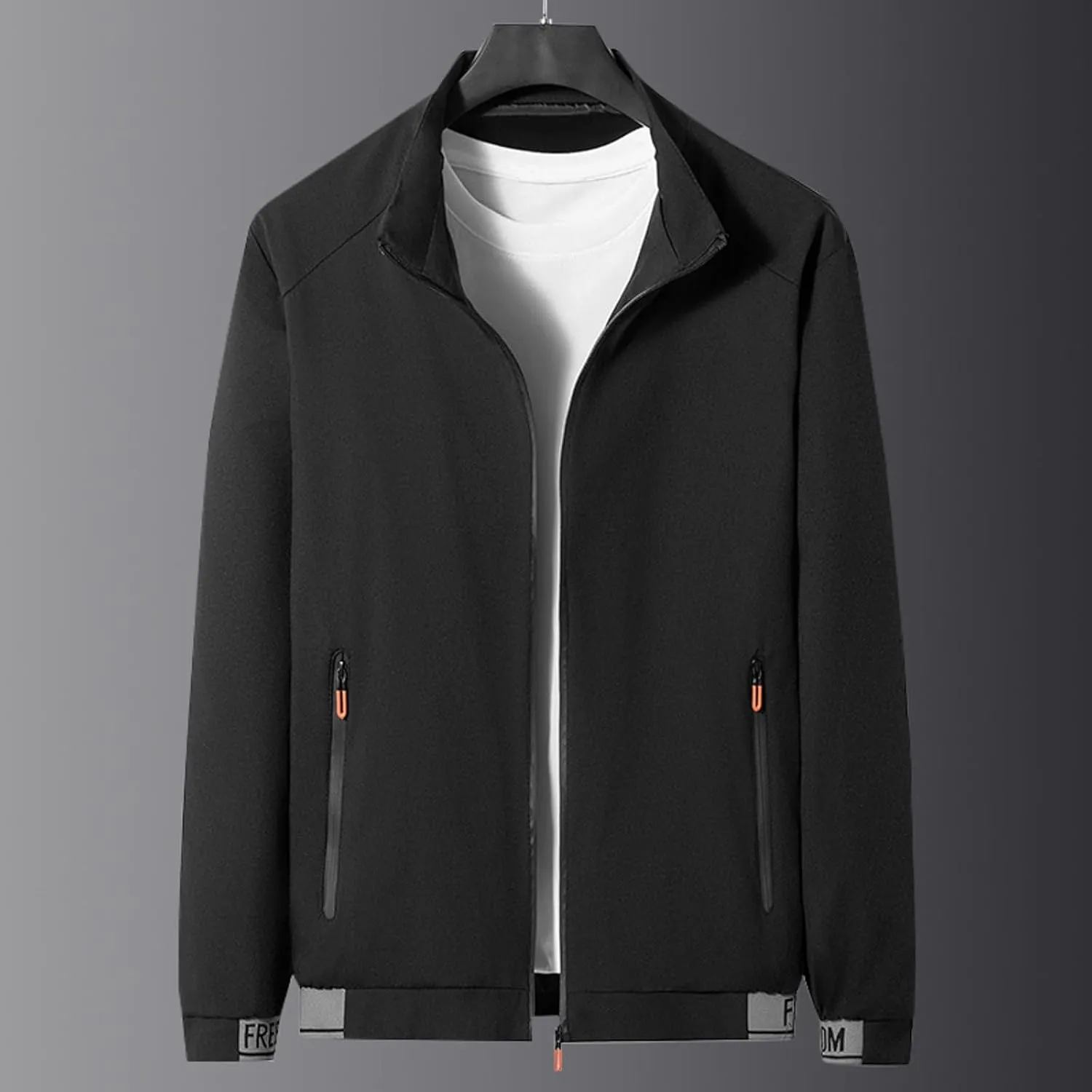 Mens Rain Jackets Zip Up Hooded Waterproof Windbreakers Loose Lightweight Coats Lapel Fashion Clothes with Pockets