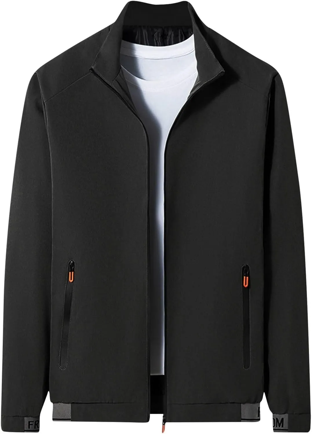Mens Rain Jackets Zip Up Hooded Waterproof Windbreakers Loose Lightweight Coats Lapel Fashion Clothes with Pockets