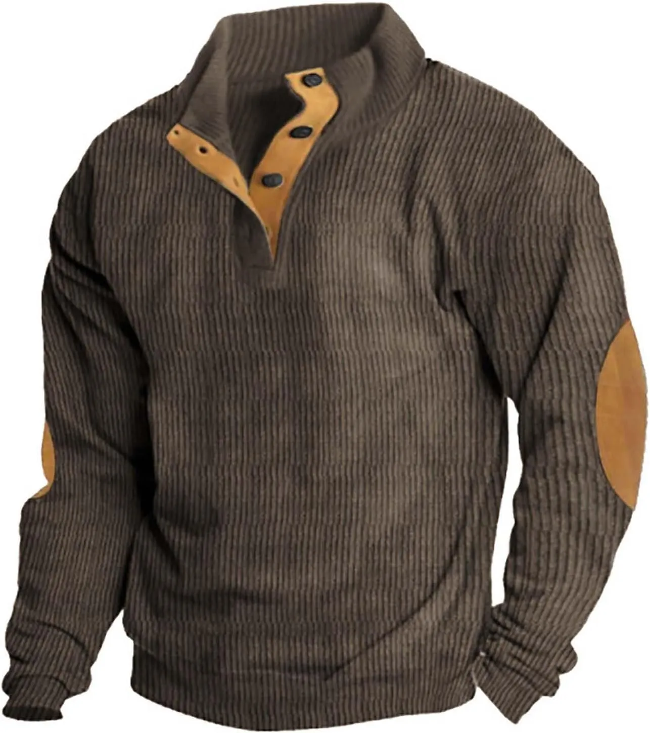 Men's Solid Rib Knit Sweater Quarter Zip Pullover Stand Collar V Neck Long Sleeve Top Lightweight Loose Sportwear