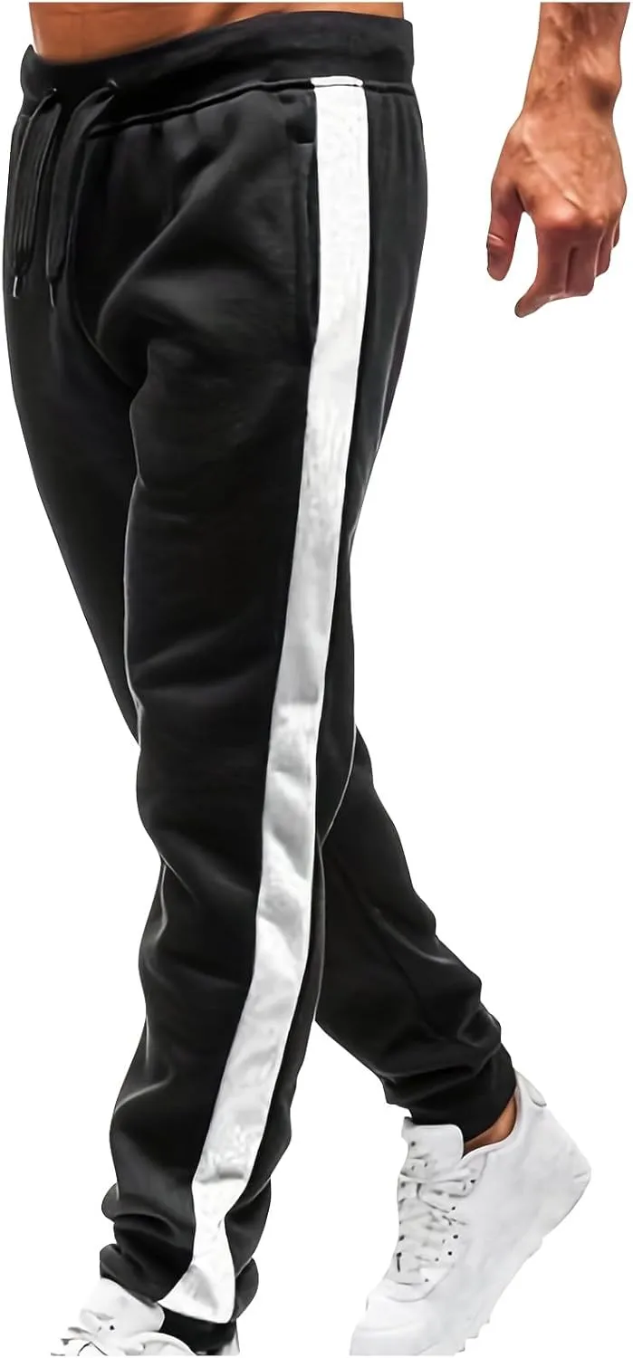 Mens Sweatpants Elastic Bottom Fleece Lined Joggers Drawstring Waistband Athletic Track Pants with Pockets