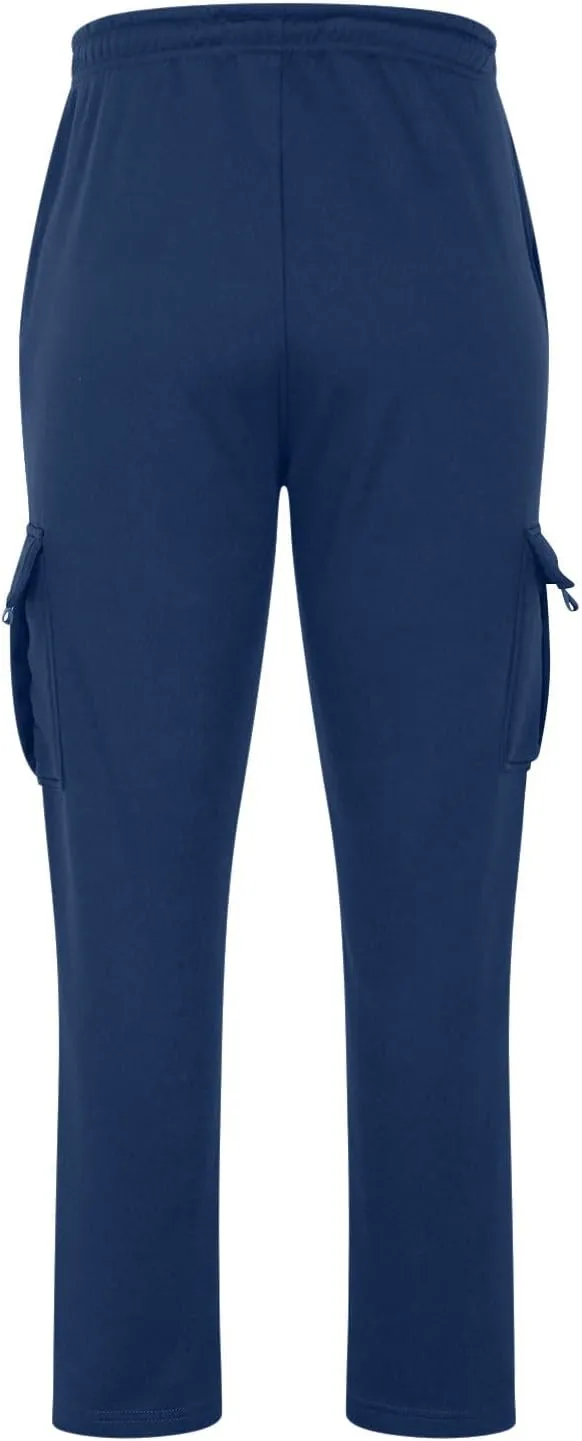 Men's Sweatpants Open Bottom Baggy Straight Leg Elastic Waist Athletic Running Heavyweight Cargo with Pockets