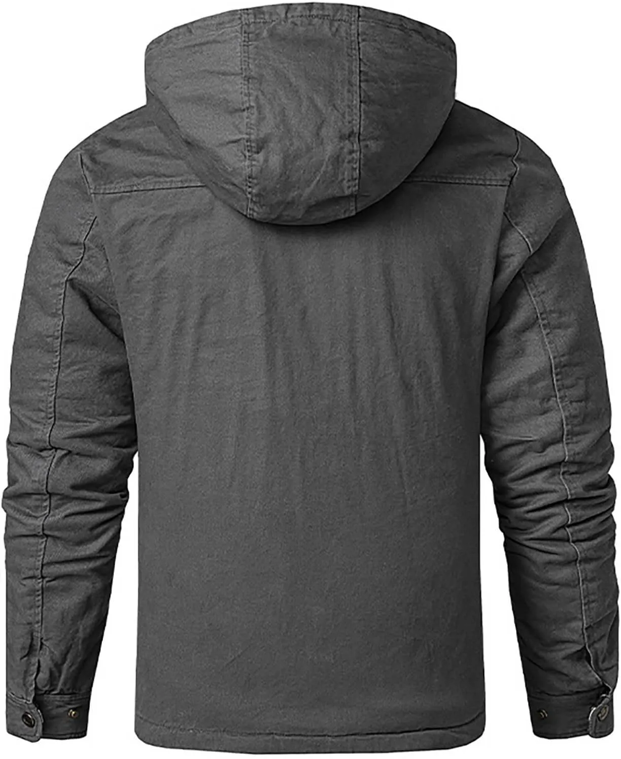 Men's Thicken Fleece Hoodies with Pockets Sherpa Lined Military Tactical Warm Winter Jacket Outdoor Utility Work Coat
