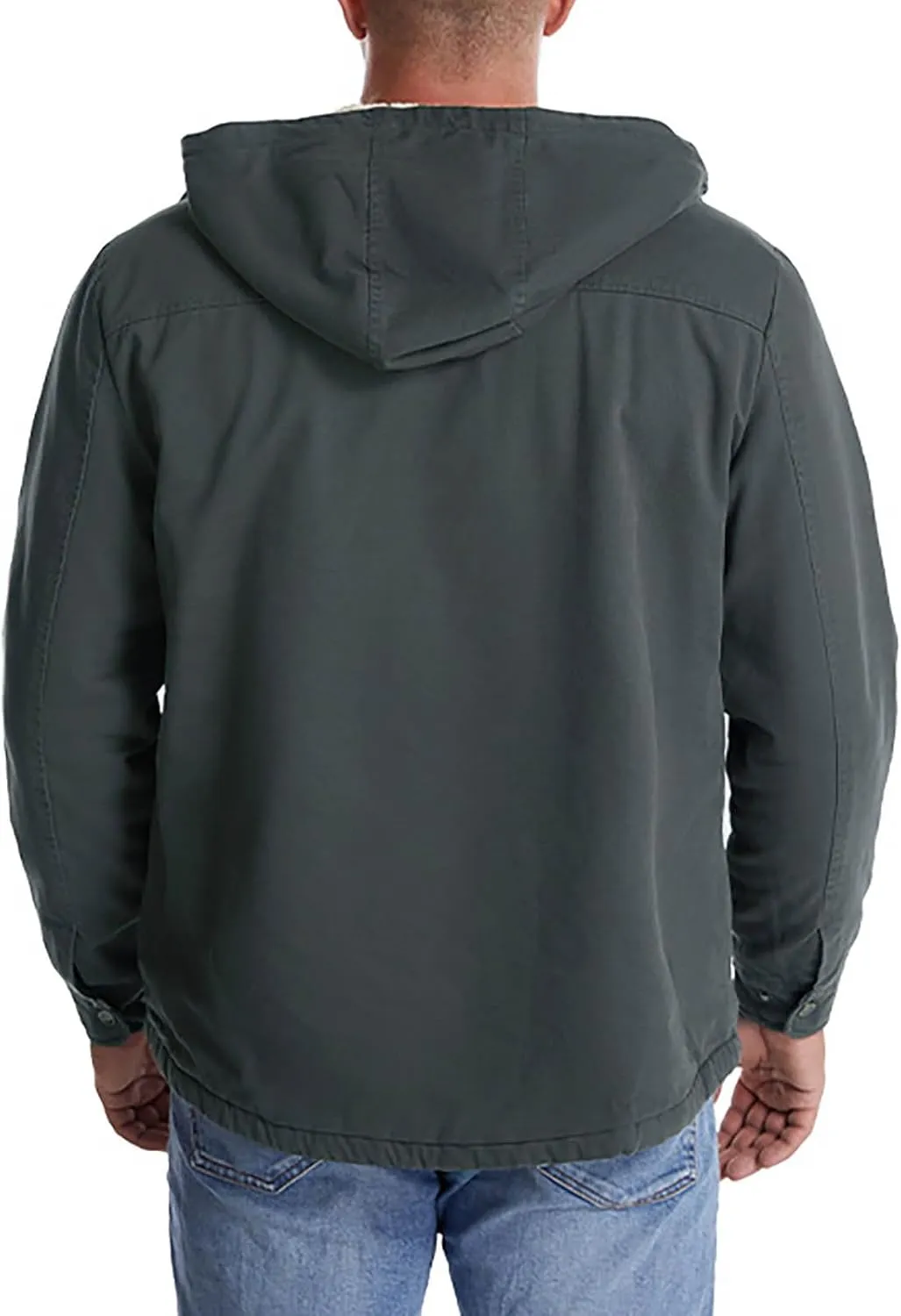 Men's Thicken Fleece Hoodies with Pockets Sherpa Lined Military Tactical Warm Winter Jacket Outdoor Utility Work Coat