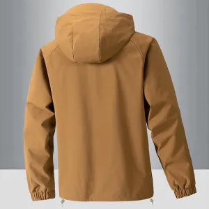 Men's Zip Up Hoodies Front Cardigan Rain Jacket Solid Color Zipper Jackets Lightweight Waterproof Raincoat Coat