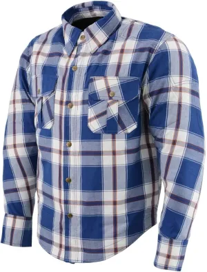 Milwaukee Leather Men's Plaid Flannel Biker Shirt Shirts w/CE Armor - Reinforced w/Aramid Fibers - XX-Large