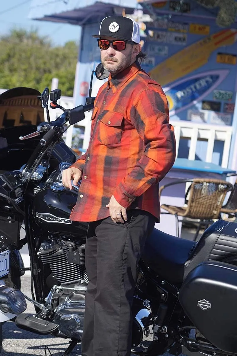 Milwaukee Leather Men's Plaid Flannel Biker Shirt Shirts w/CE Armor - Reinforced w/Aramid Fibers - XX-Large