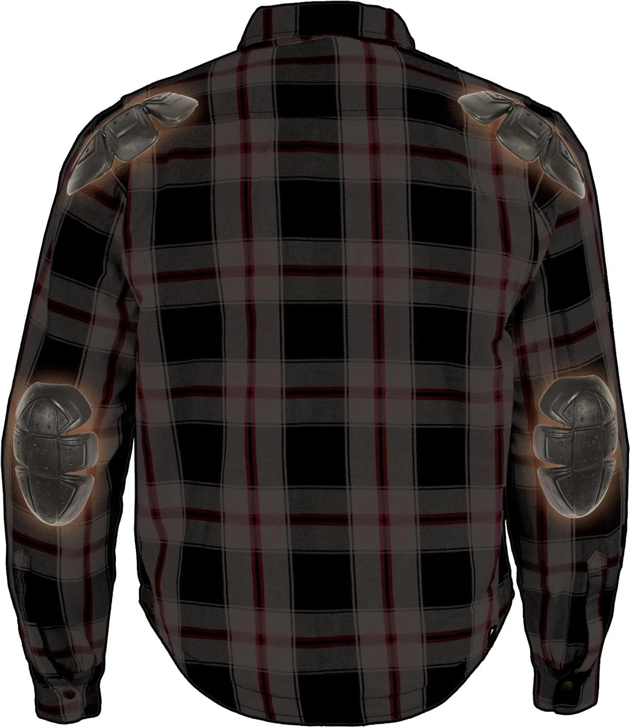 Milwaukee Leather Men's Plaid Flannel Biker Shirt with CE Approved Armor - Reinforced w/Aramid Fibers MPM1625