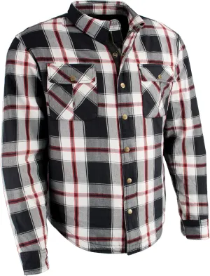 Milwaukee Leather Men's Plaid Flannel Biker Shirt with CE Approved Armor - Reinforced w/Aramid Fibers MPM1625