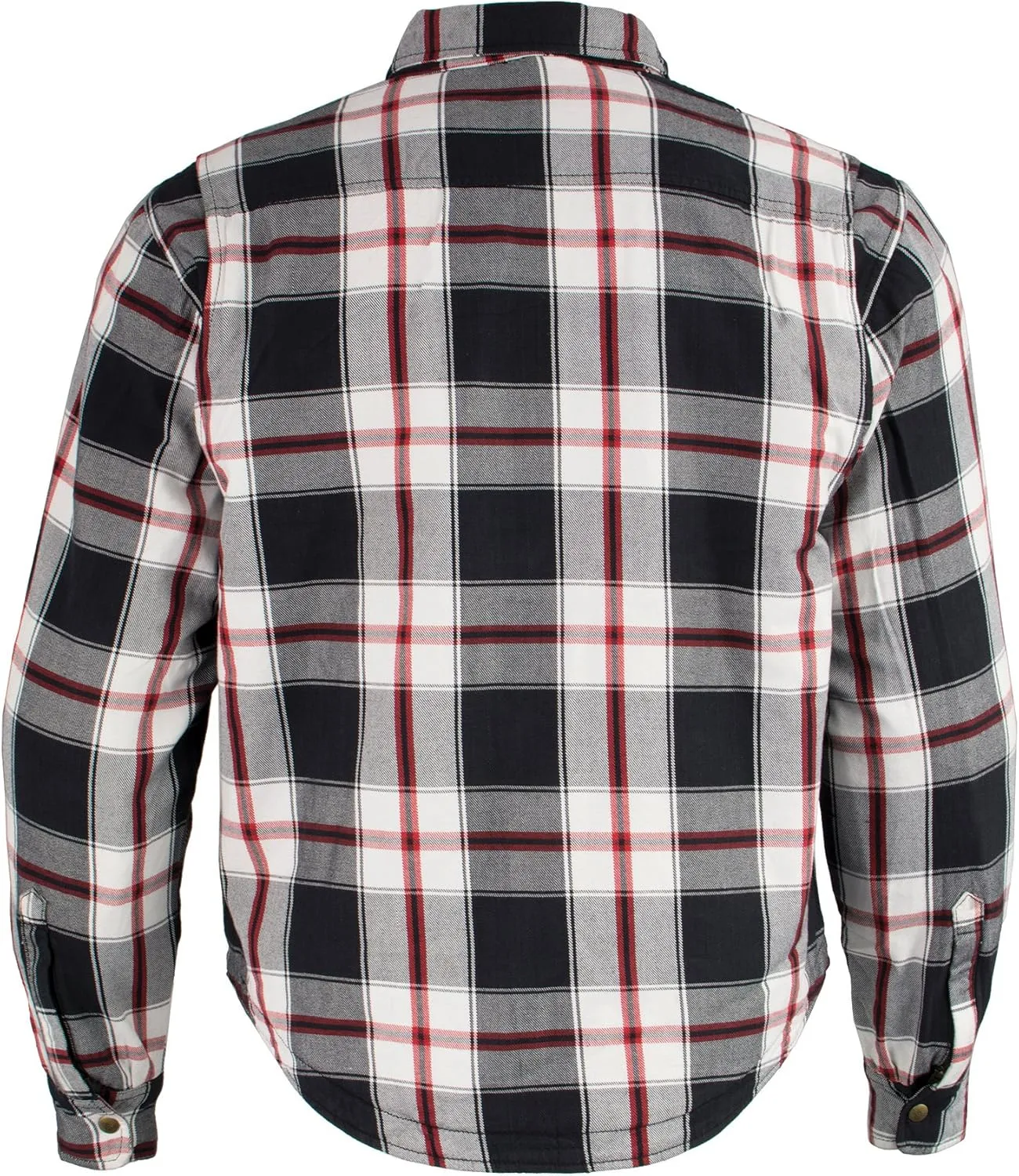 Milwaukee Leather Men's Plaid Flannel Biker Shirt with CE Approved Armor - Reinforced w/Aramid Fibers MPM1625