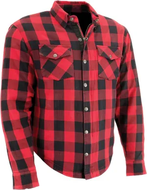 Milwaukee Leather Men's Plaid Flannel Biker Shirt with CE Approved Armor - Reinforced w/Protective Fibers