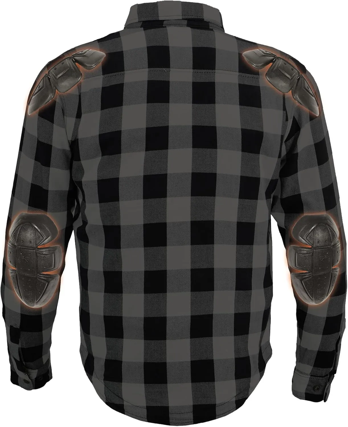 Milwaukee Leather Men's Plaid Flannel Biker Shirt with CE Approved Armor - Reinforced w/Protective Fibers