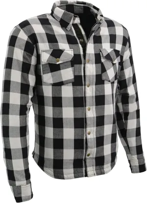Milwaukee Leather Men's Plaid Flannel Biker Shirt with CE Approved Armor - Reinforced w/Protective Fibers