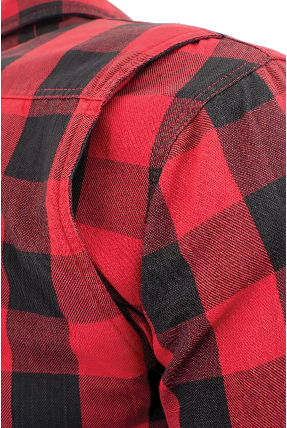 Milwaukee Leather Men's Plaid Flannel Biker Shirt with CE Approved Armor - Reinforced w/Protective Fibers