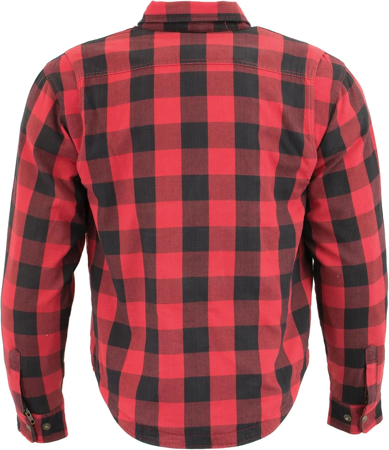 Milwaukee Leather Men's Plaid Flannel Biker Shirt with CE Approved Armor - Reinforced w/Protective Fibers