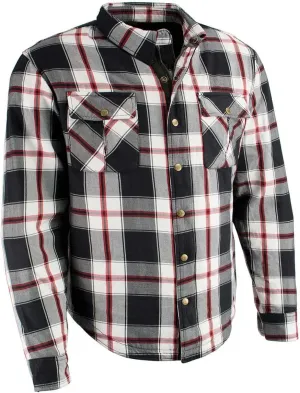 Milwaukee Leather MPM1625 Men's Plaid Flannel Biker Shirt with CE Approved Armor - Reinforced w/Aramid Fibers - X-Large Multi