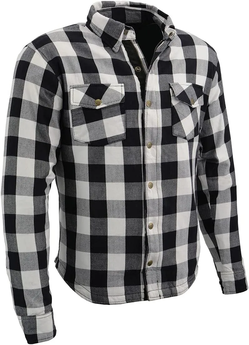Milwaukee Leather MPM1633 Men's Plaid Flannel Biker Shirt with CE Approved Armor - Reinforced w/Aramid Fiber - Large Multi