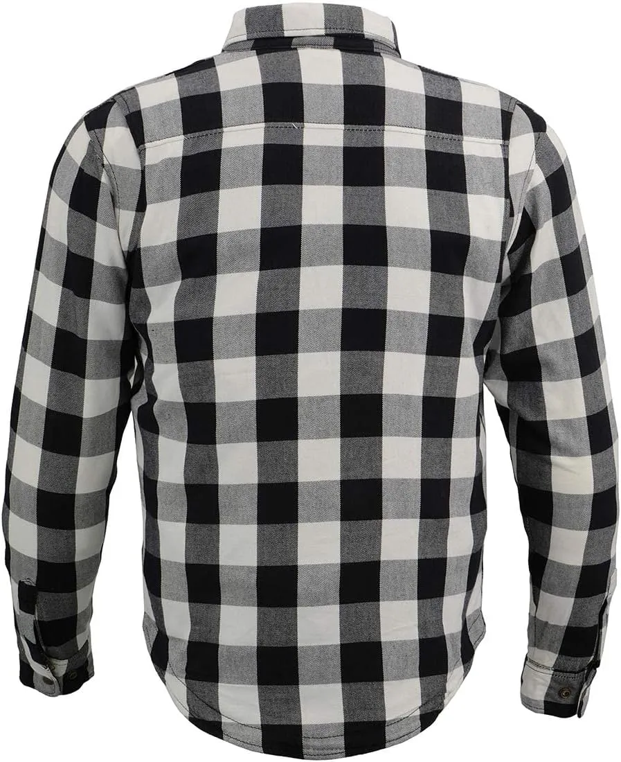Milwaukee Leather MPM1633 Men's Plaid Flannel Biker Shirt with CE Approved Armor - Reinforced w/Aramid Fiber - Large Multi